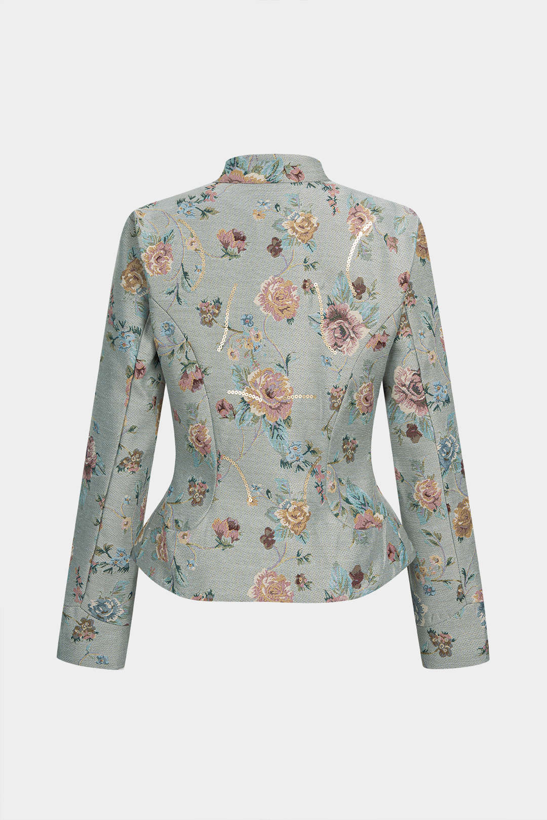 Bloemenprint jacquard jasje met knoopjes