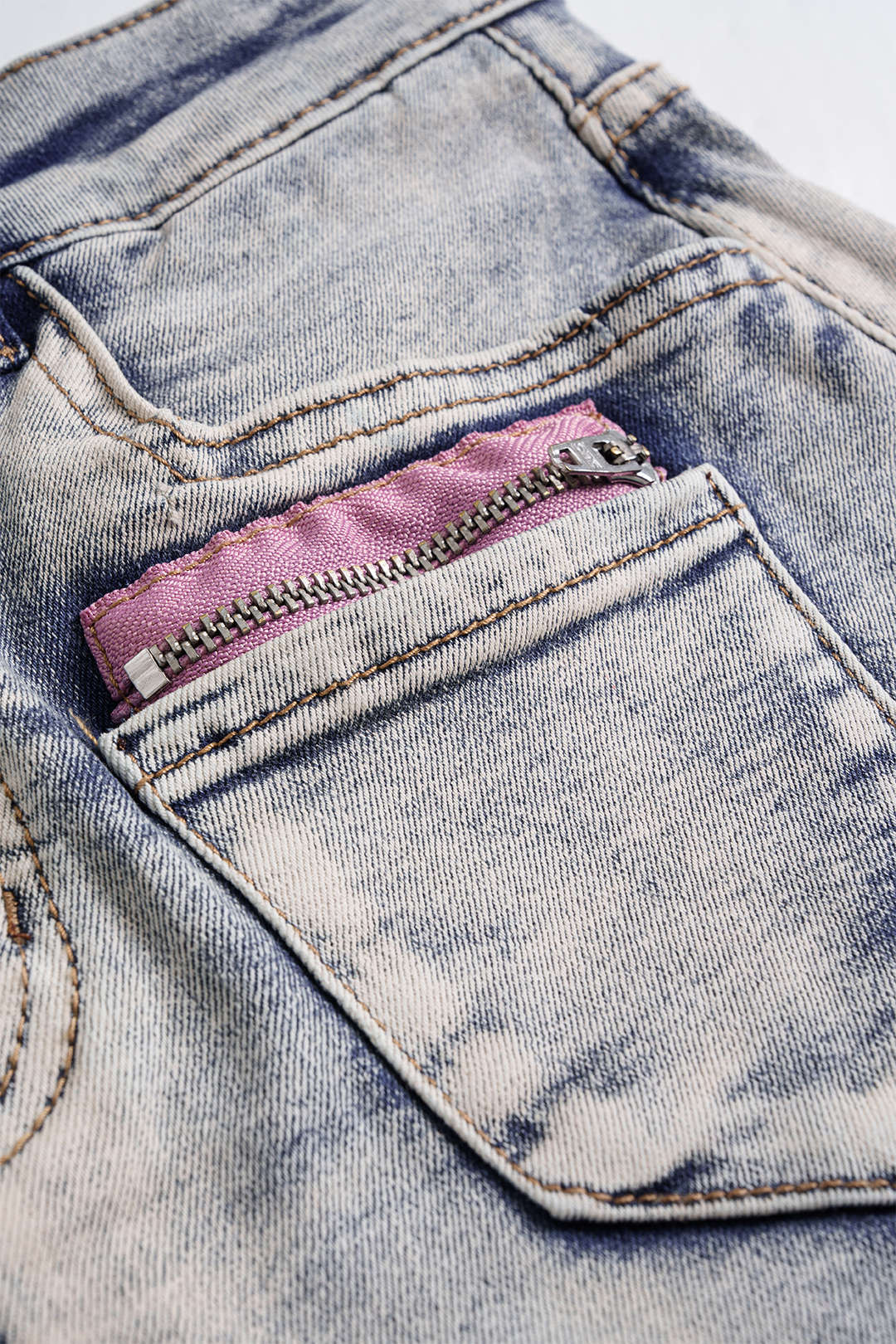 Denim patchwork rok met rits