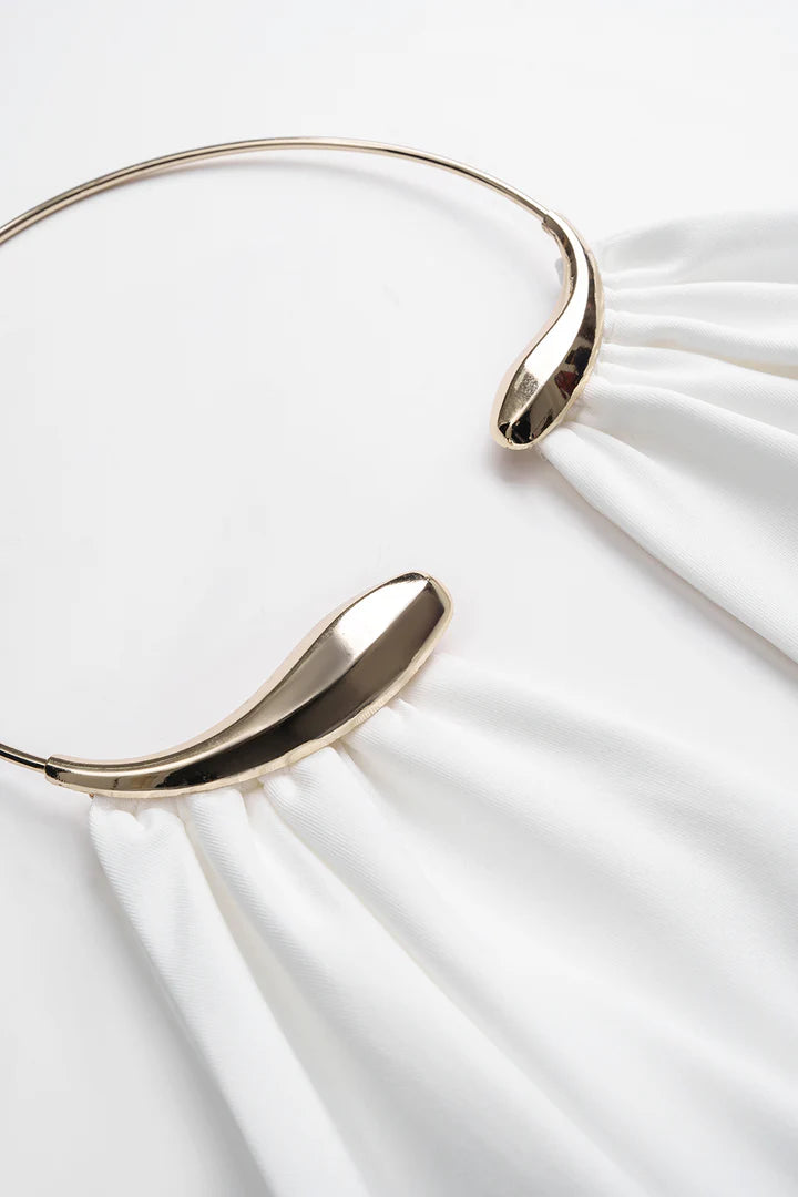Bodysuit met metallic details, halternek en open rug