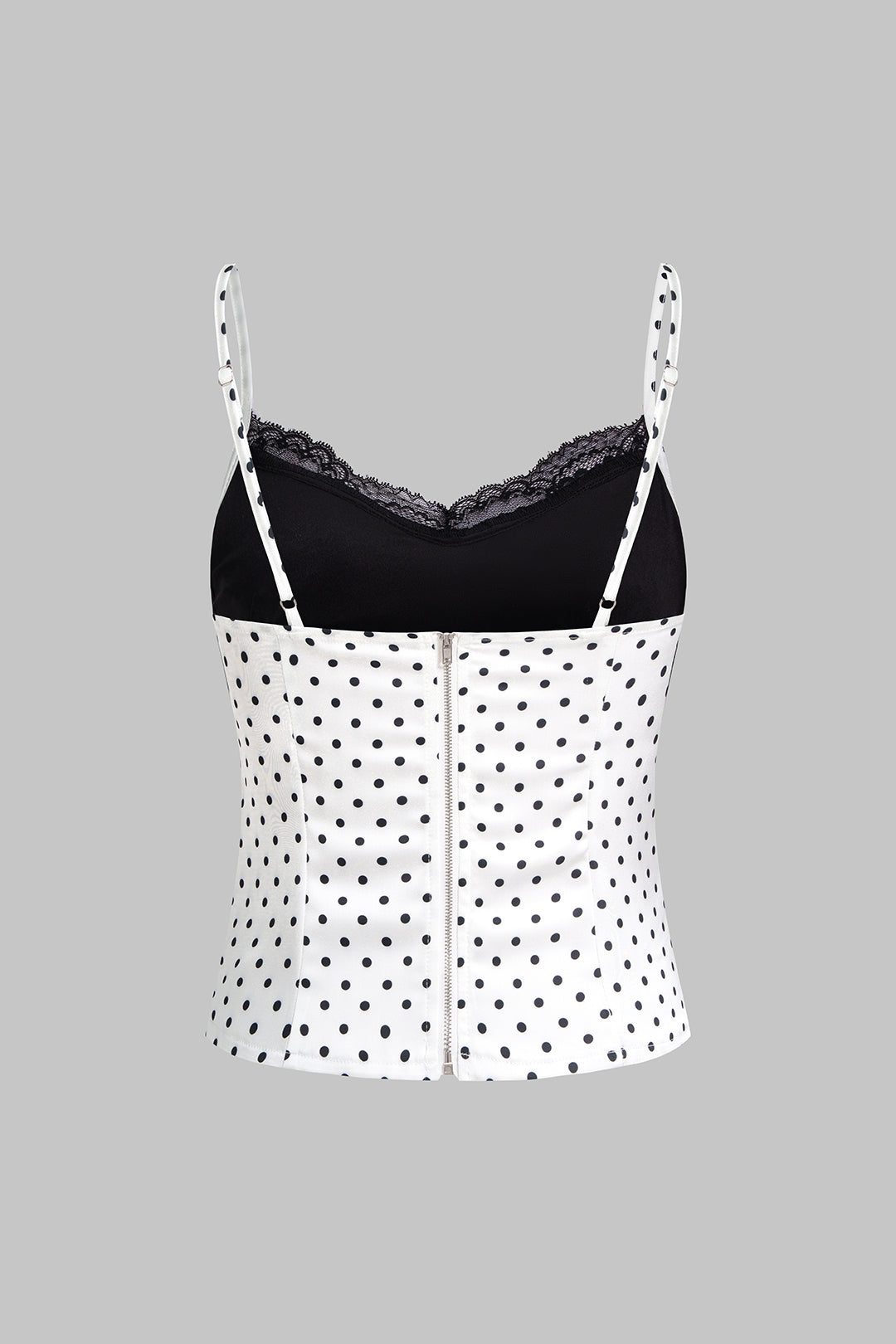 Patchwork top met kanten rand en spaghettibandjes