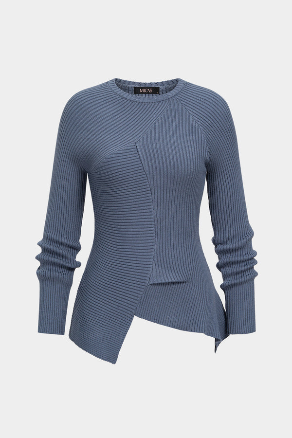 Lina - Gebreide asymmetrische top met lange mouwen