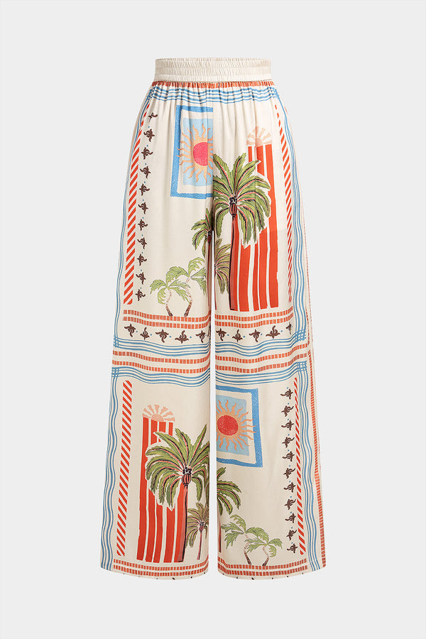 Gestreepte satijnen broek met wijde pijpen
