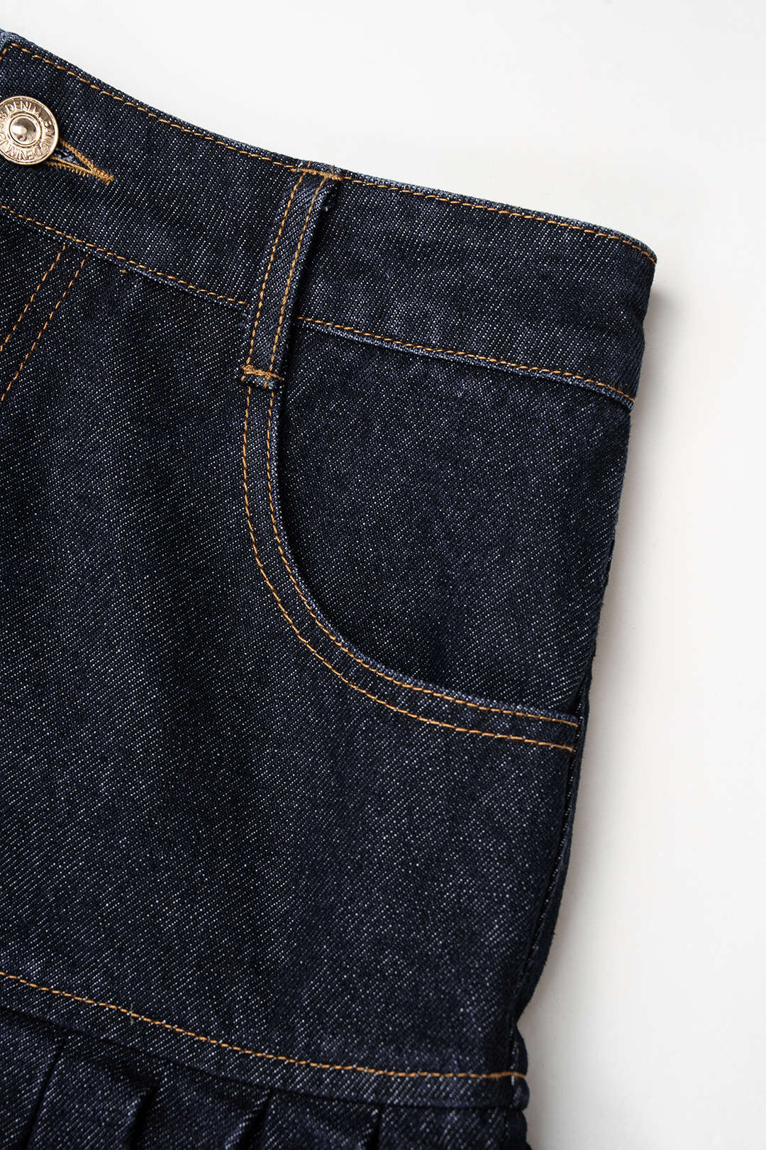 Denim minirok met hoge taille en ruches