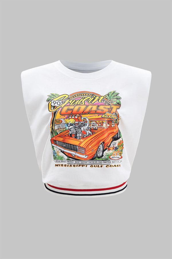 Mouwloos T-shirt met ronde hals