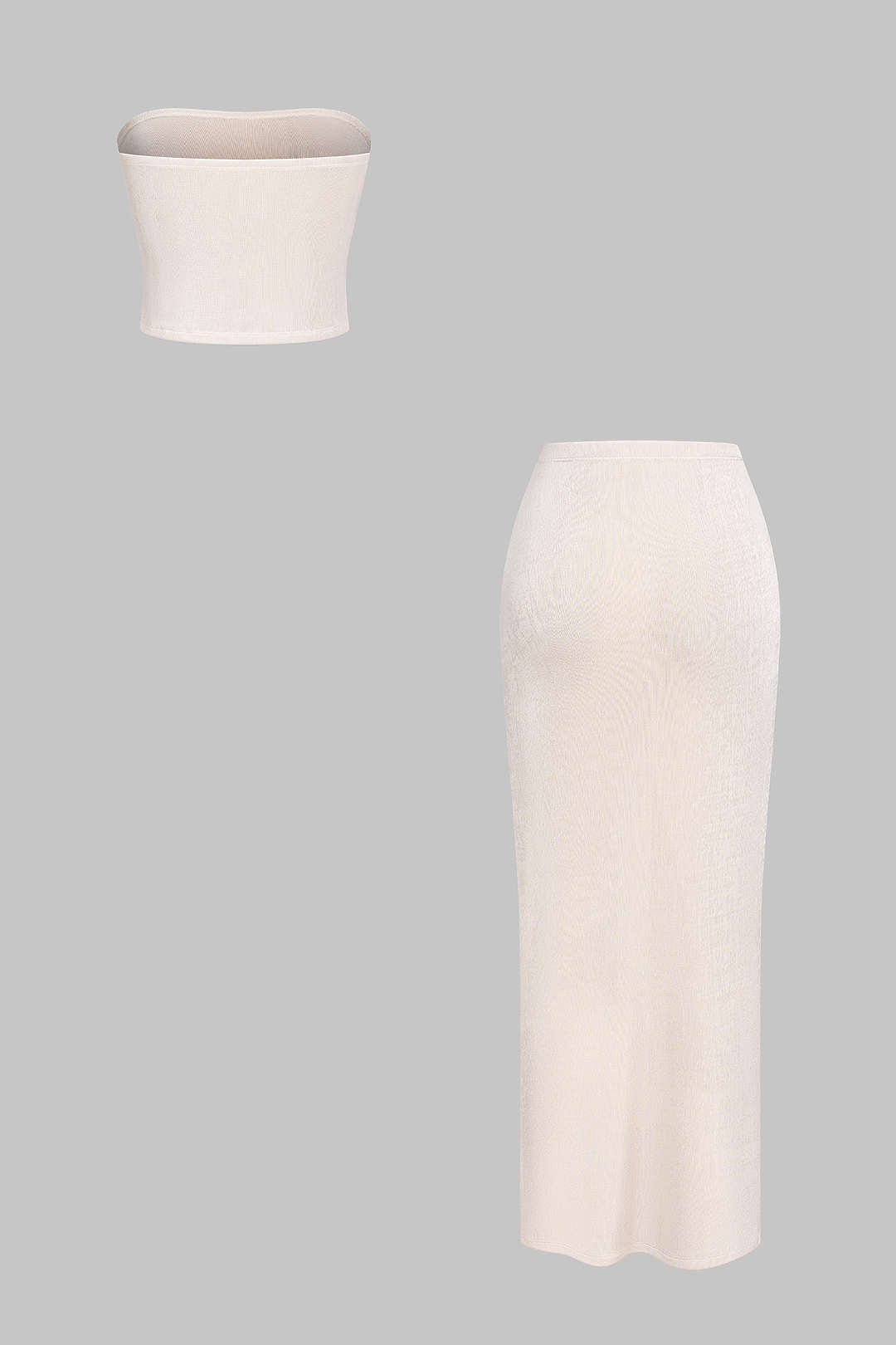 Mesh set met strapless top en rok