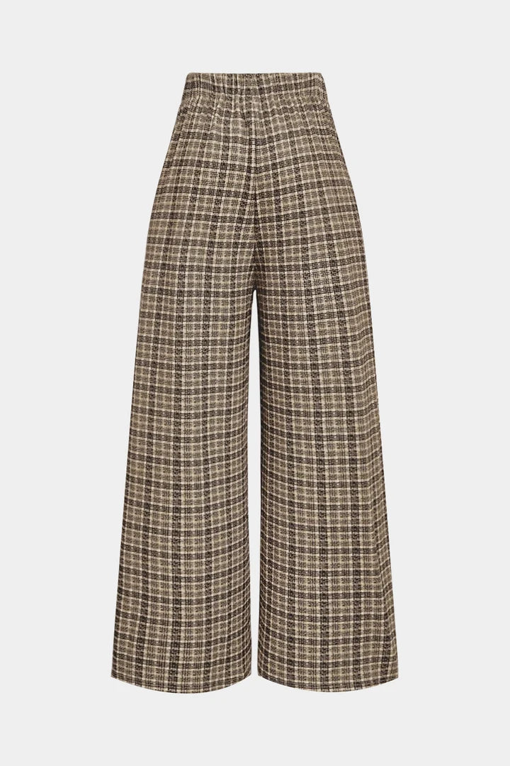 Geruite, dubbelzijdige broek met hoge taille