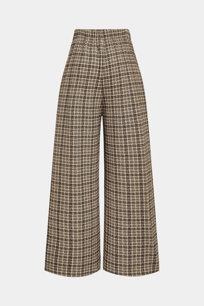 Geruite, dubbelzijdige broek met hoge taille