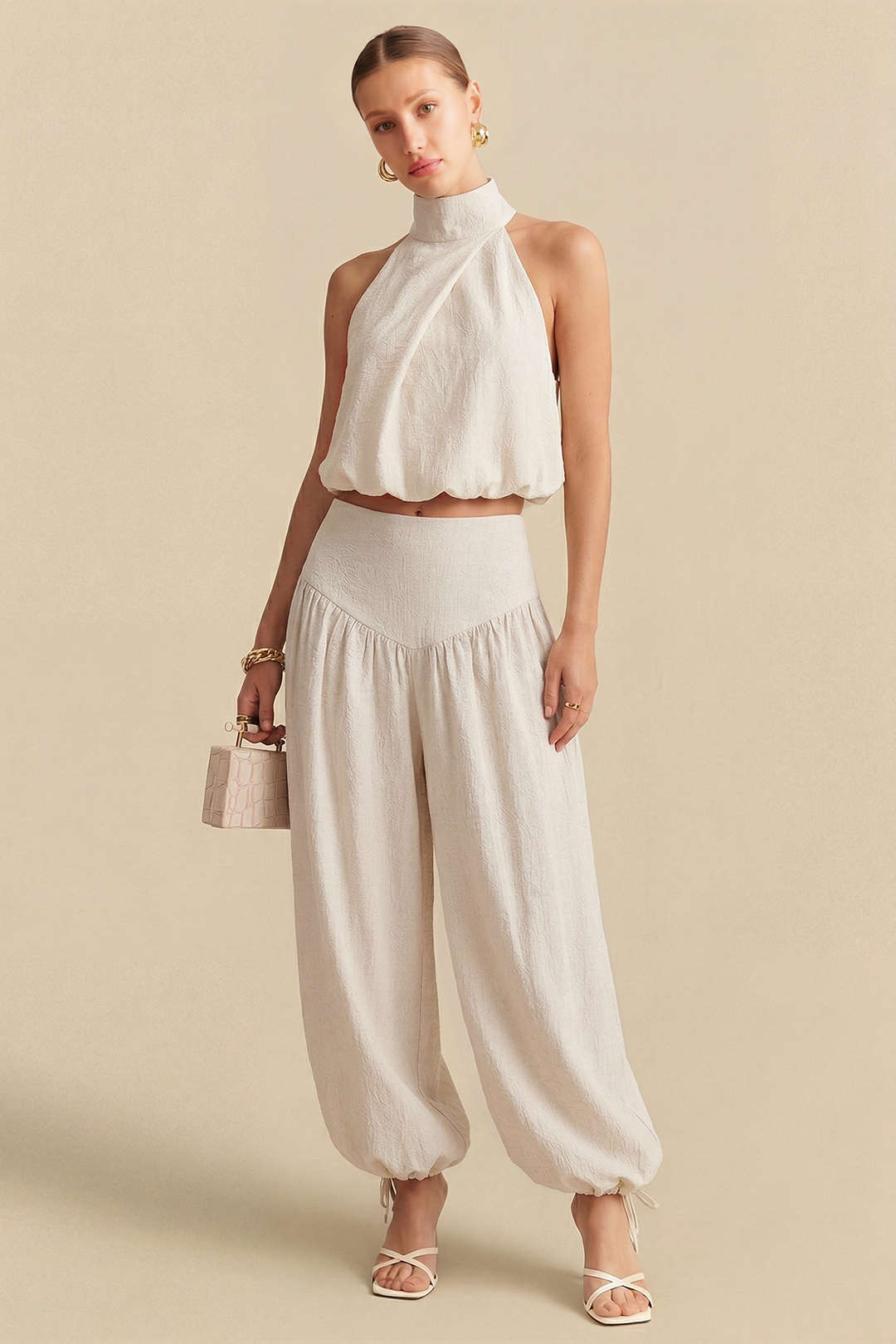 Lara - Mouwloze set met top en broek