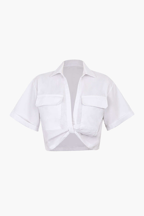 Blouse met zakken en gedraaid detail