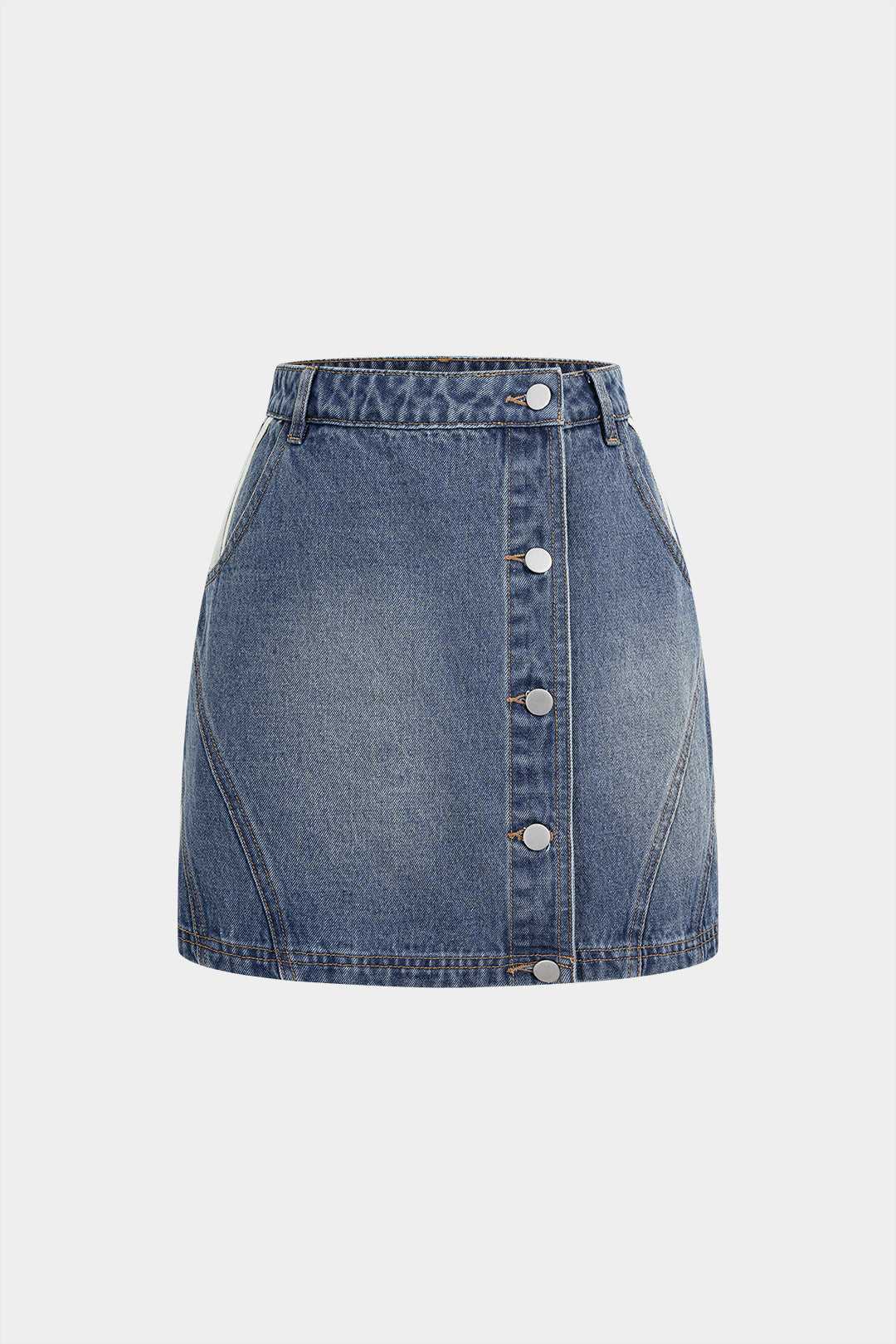 Denim asymmetrische rok met knoopjes