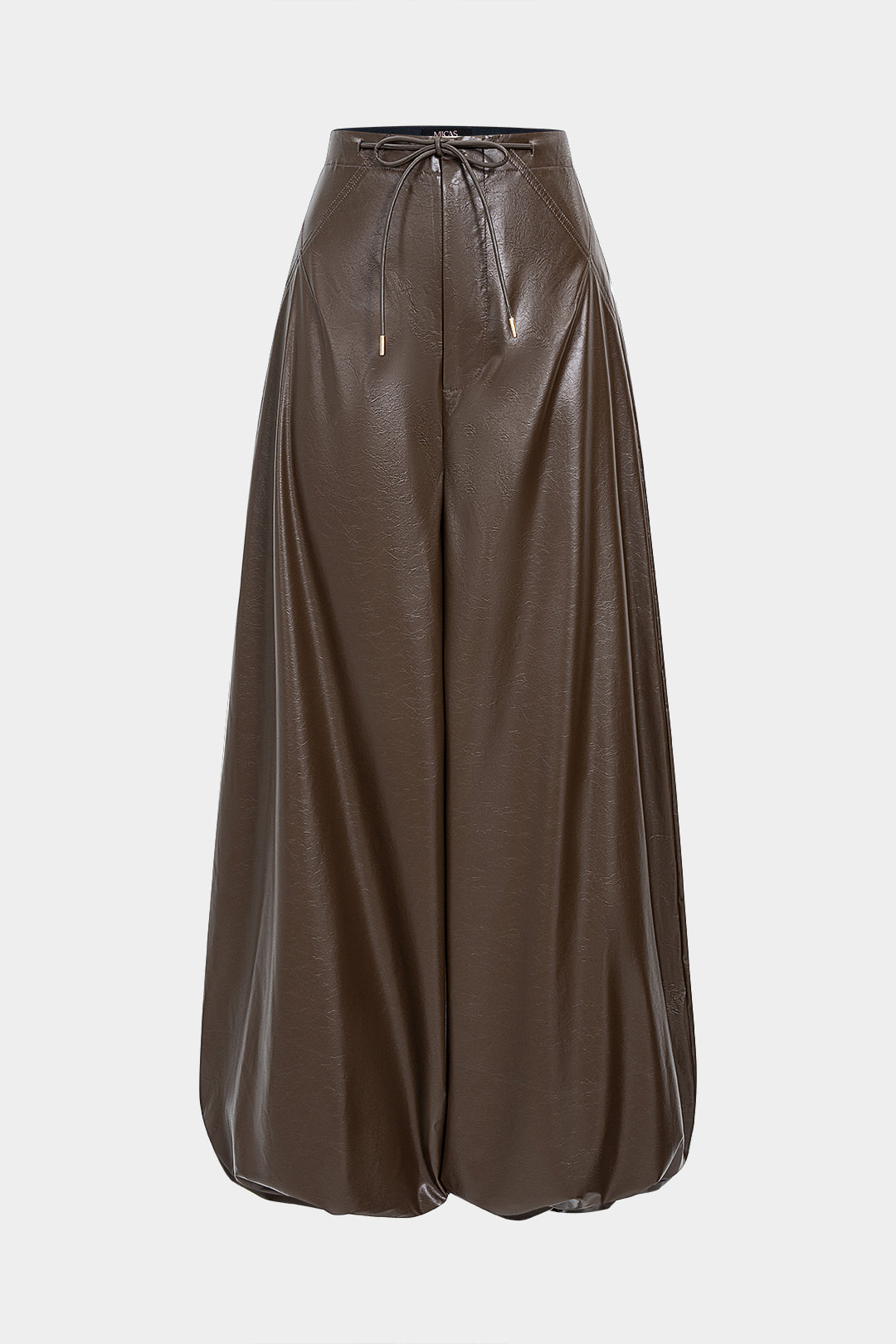 Leren-look pantalon met strik