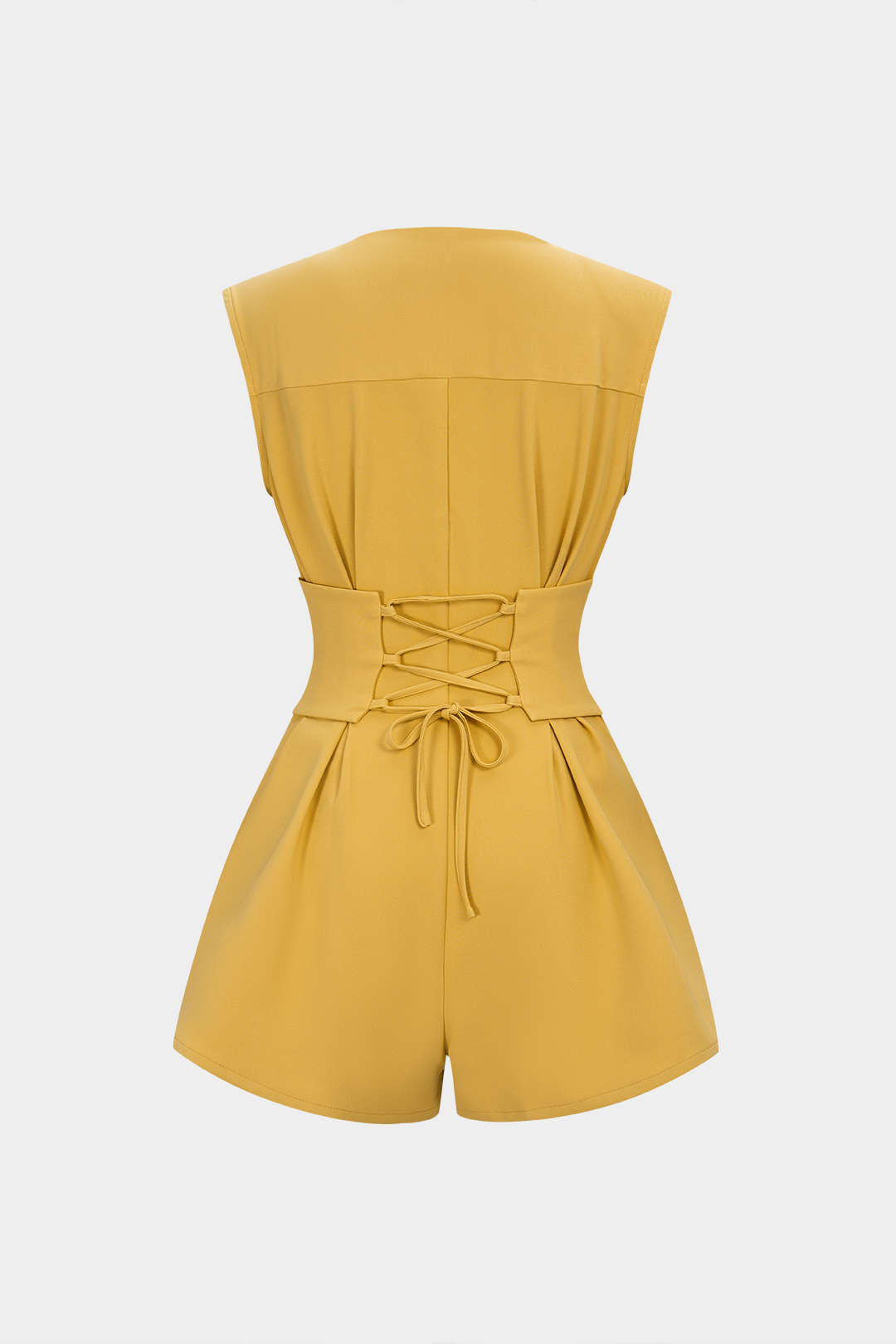 Mouwloze playsuit met V-hals, ruches en rits