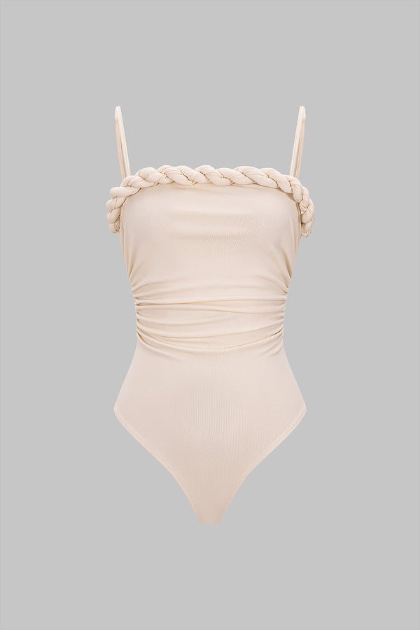 Effen mouwloze body met gedraaid detail en knoopdetail