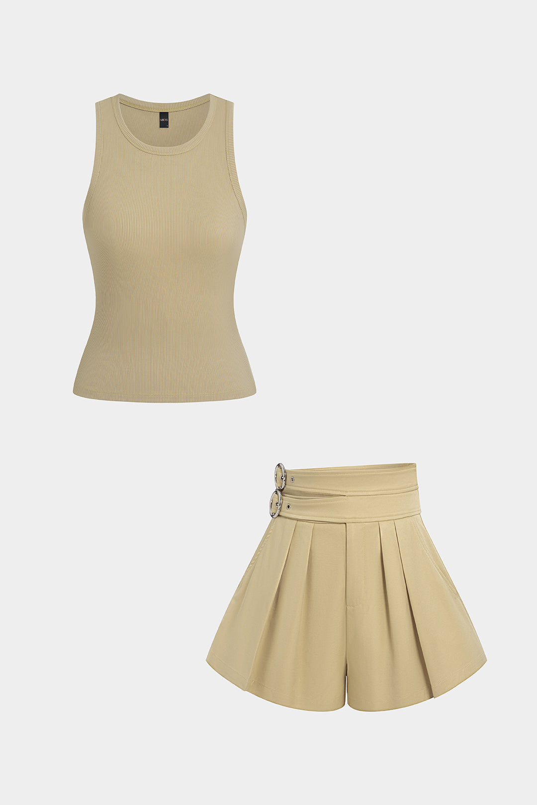 Geplooide set met tanktop en short