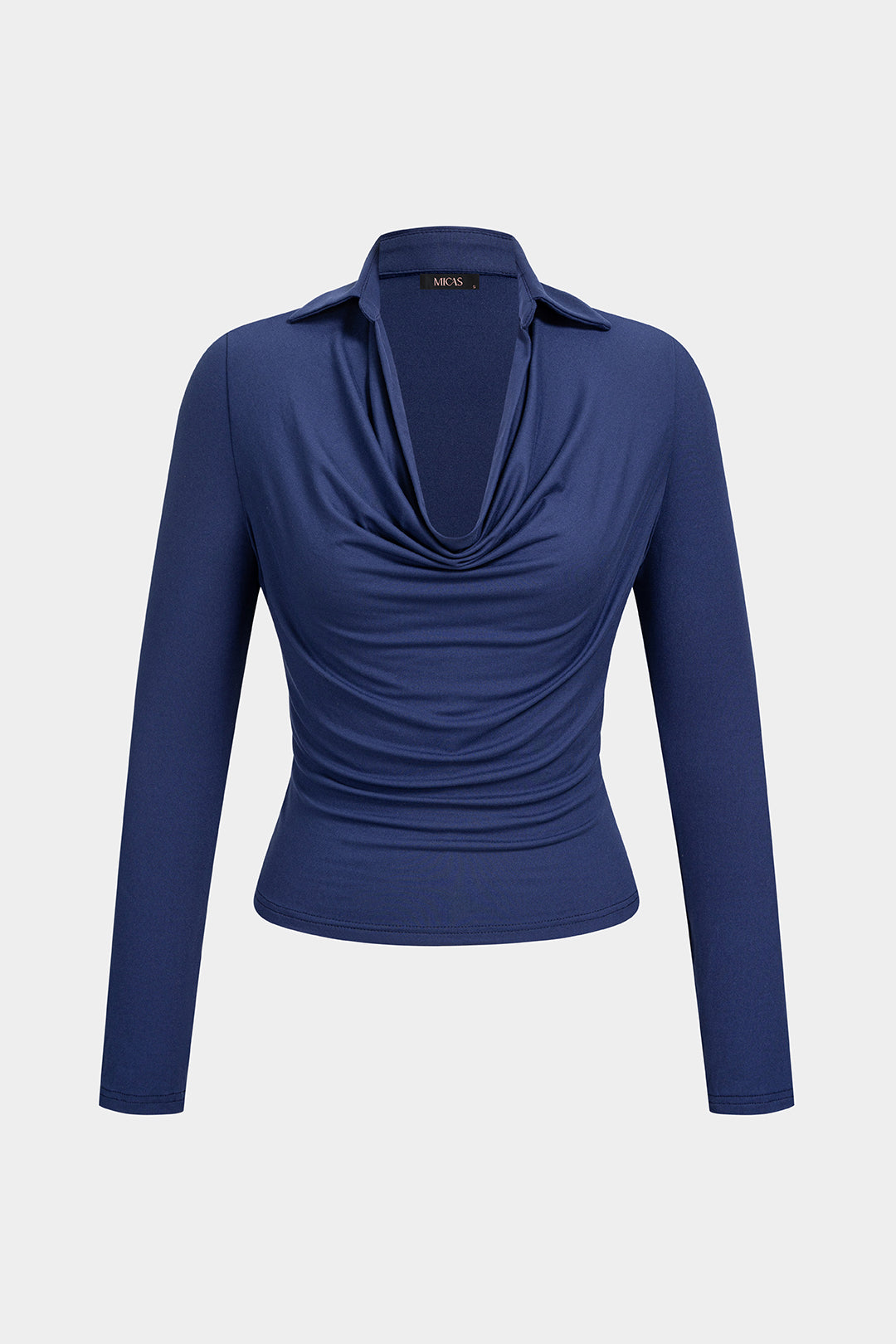Top met drapering, watervalhals en lange mouwen