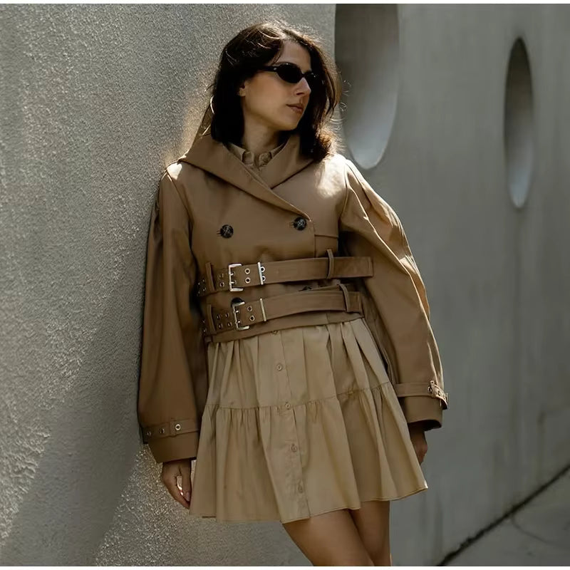 Vintage Oversized Trench jas met Capuchon