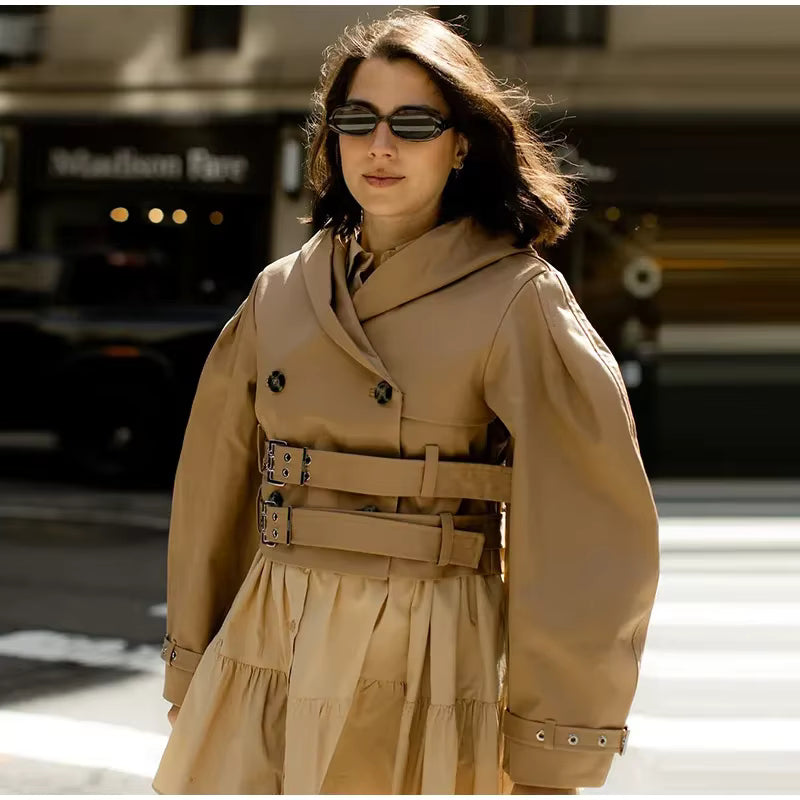 Vintage Oversized Trench jas met Capuchon