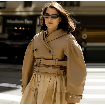 Vintage Oversized Trench jas met Capuchon
