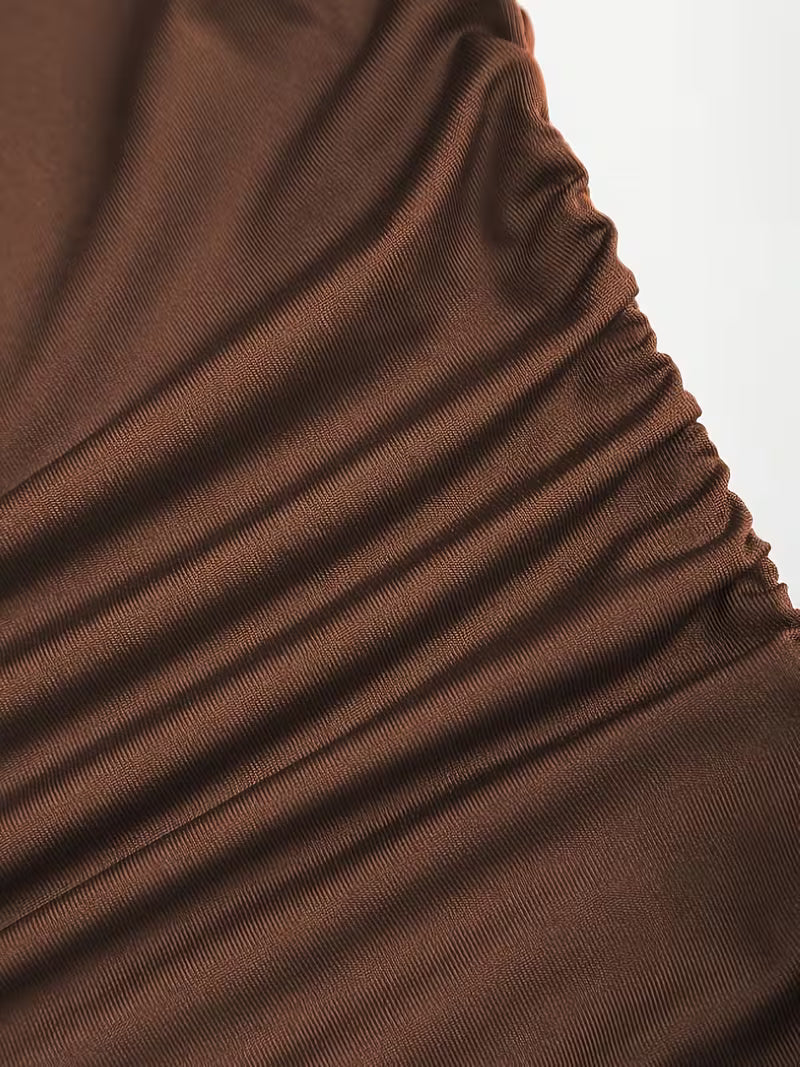 Elegante Geplooide Coljurk met Lange Mouwen