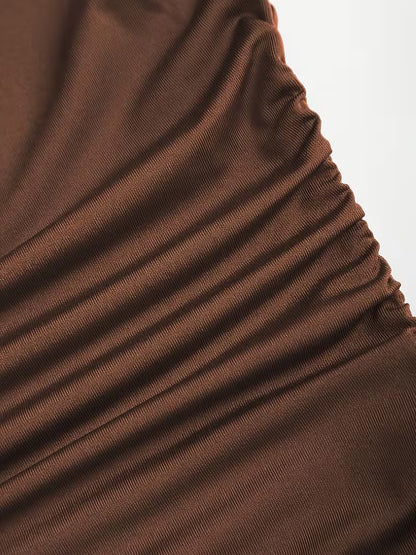 Elegante Geplooide Coljurk met Lange Mouwen