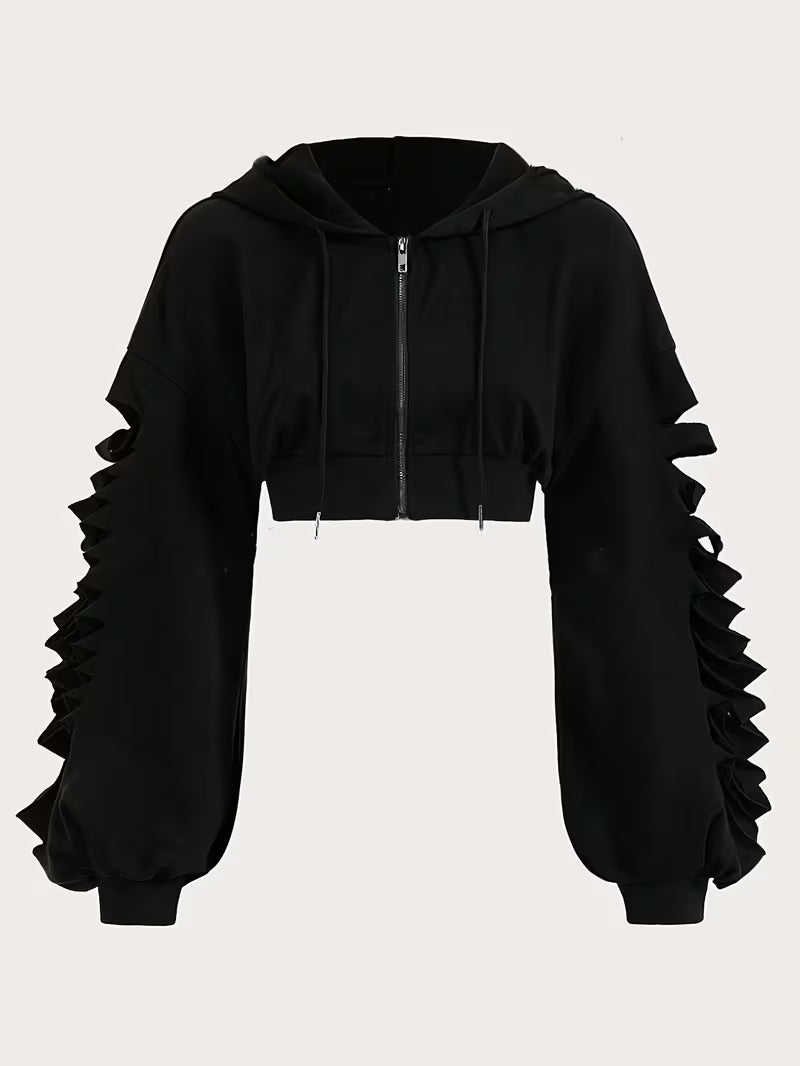 Cropped Bolero Hoodie met Rits