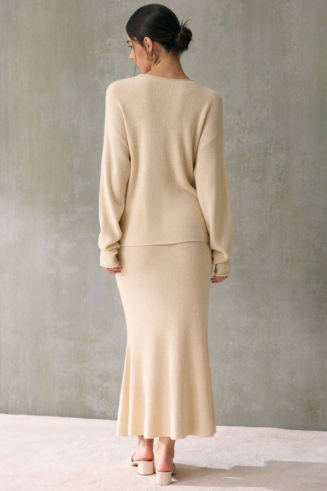 Gebreide wollen rok met hoge taille