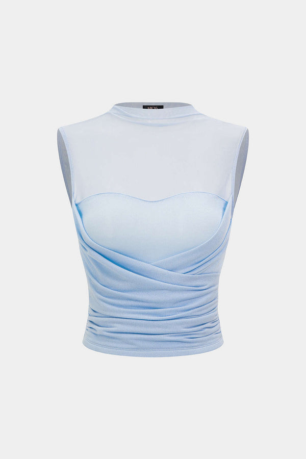 Tanktop met opstaande kraag en ruches