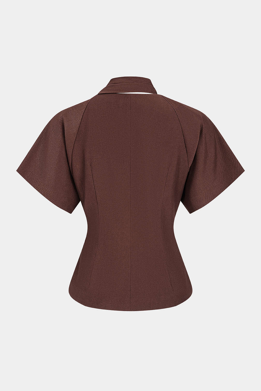 Leren-look patchwork blouse met V-hals en ruches