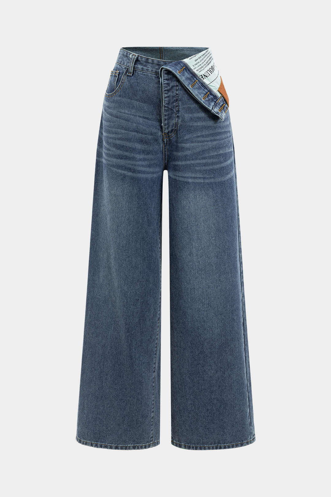Asymmetrische jeans met hoge taille en rechte pijp