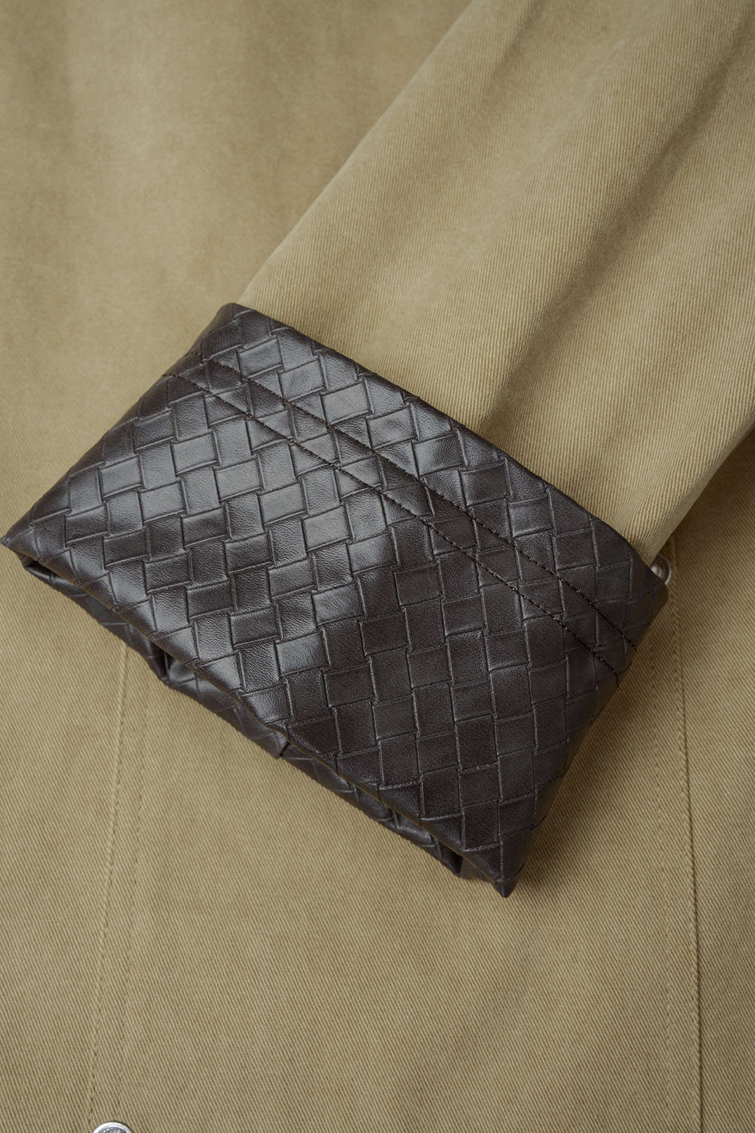 Leren-look patchwork jasje met zakken