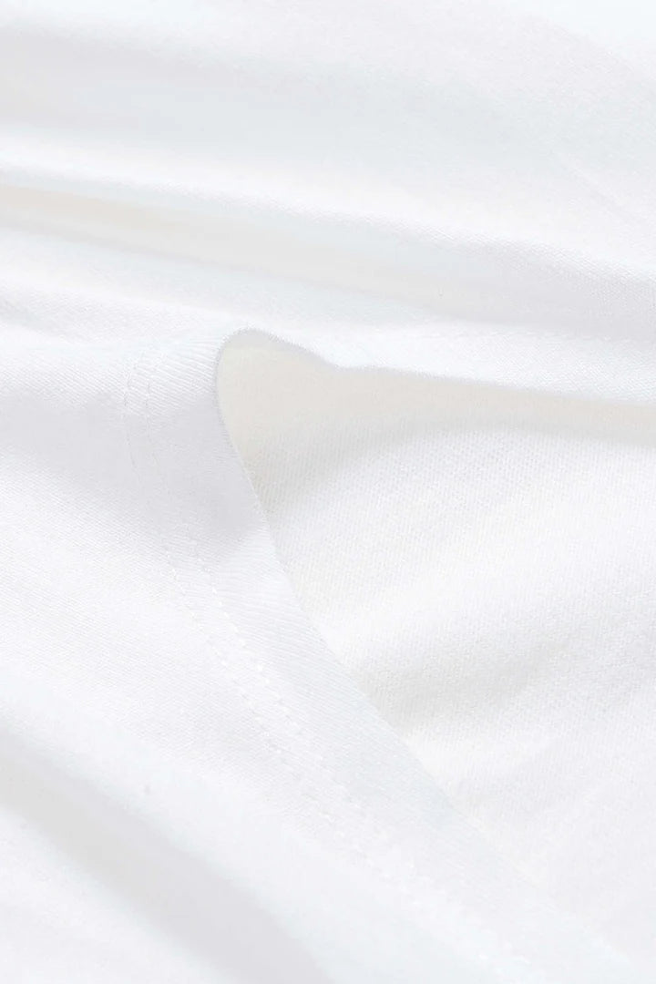 Effen T-shirt met plooien en strik aan de voorkant