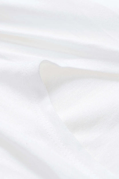 Effen T-shirt met plooien en strik aan de voorkant