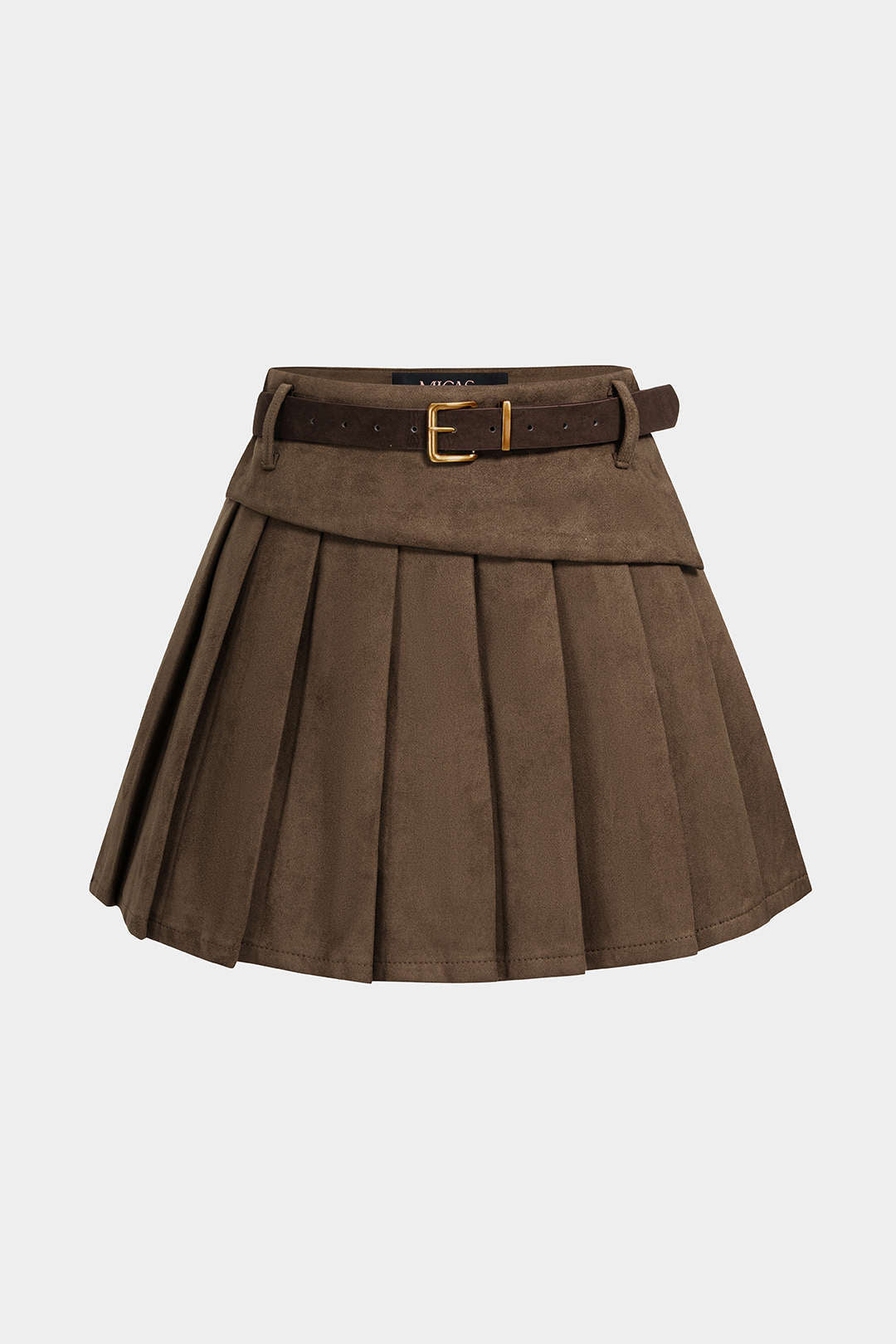 Suède asymmetrische minirok met riem