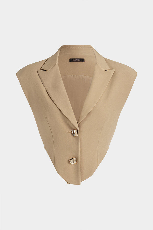 Metallic gilet met reverskraag, V-hals en knoopjes