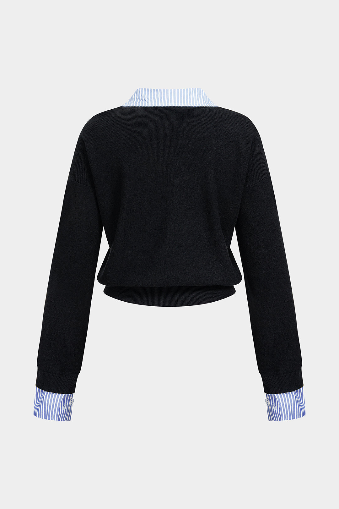 Gebreide patchwork top met rits en lange mouwen