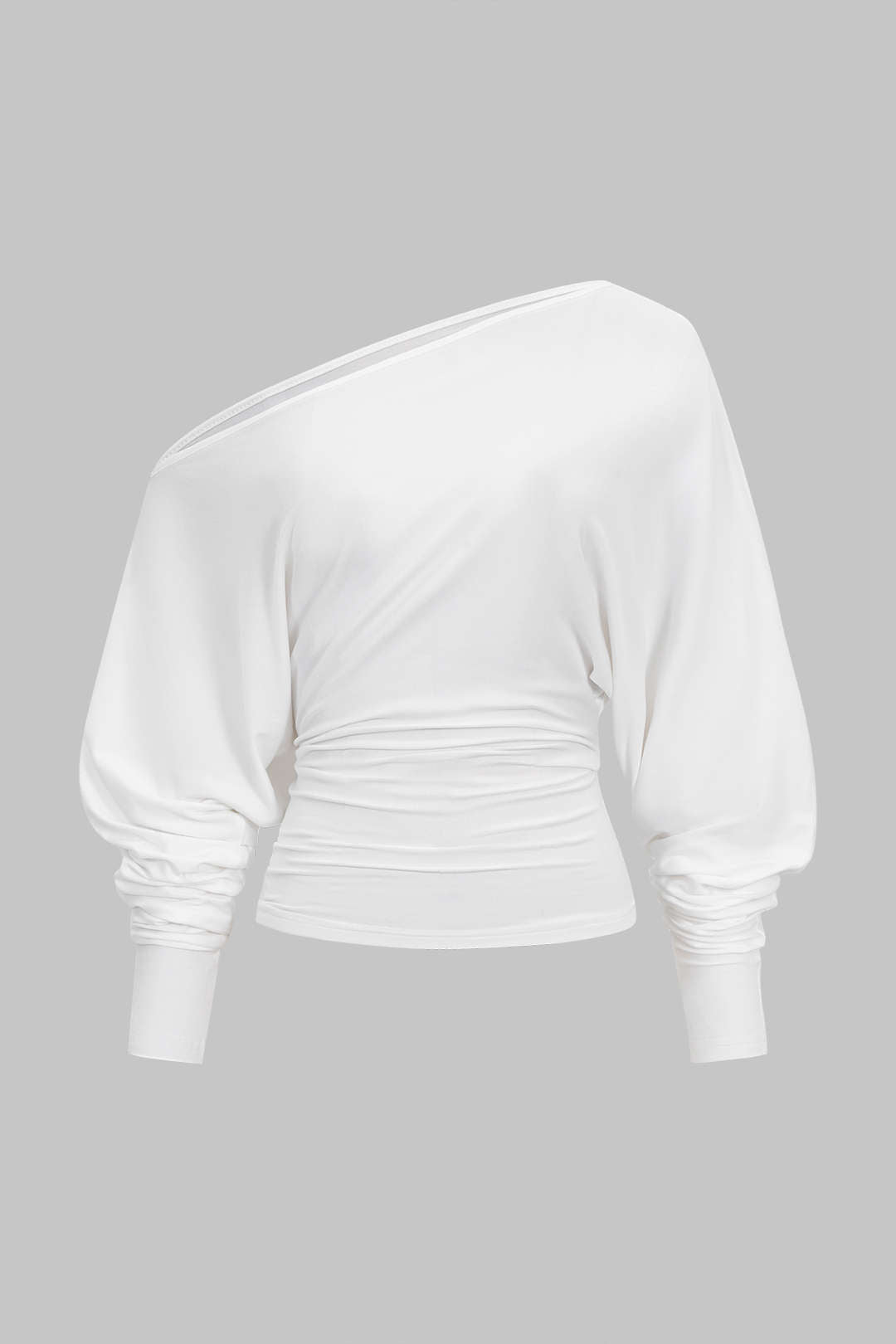 T-shirt met uitsnijding, één schouder en ruches