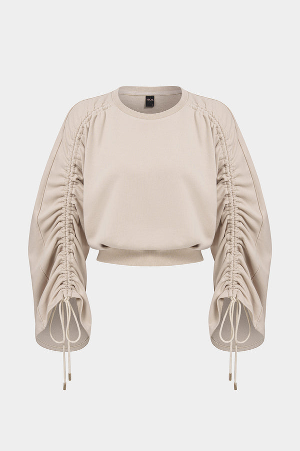 Lena - Sweater met ronde hals, trekkoord en lange mouwen