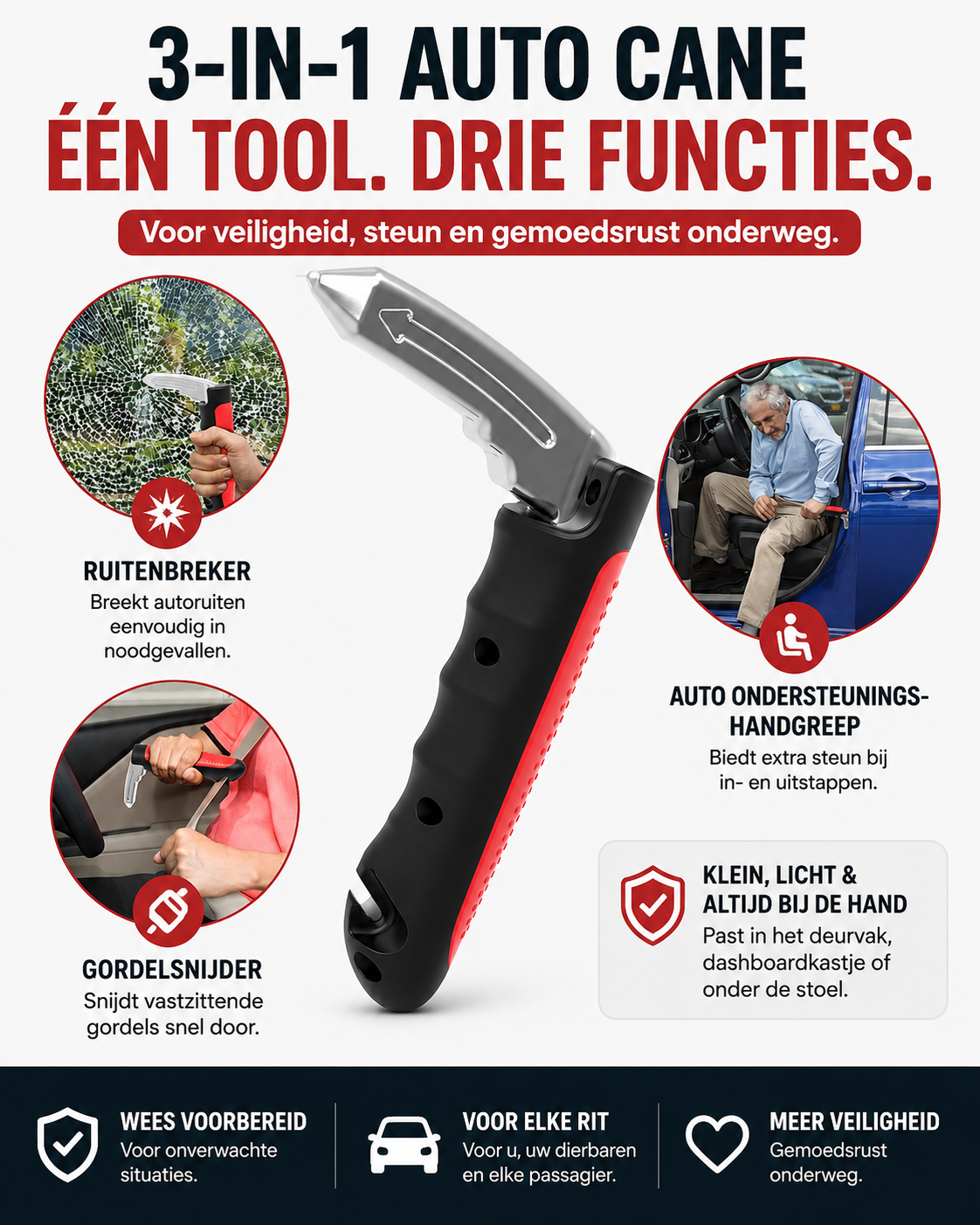Auto Cane 3-in-1 — Instappen, uitstappen, veilig reizen