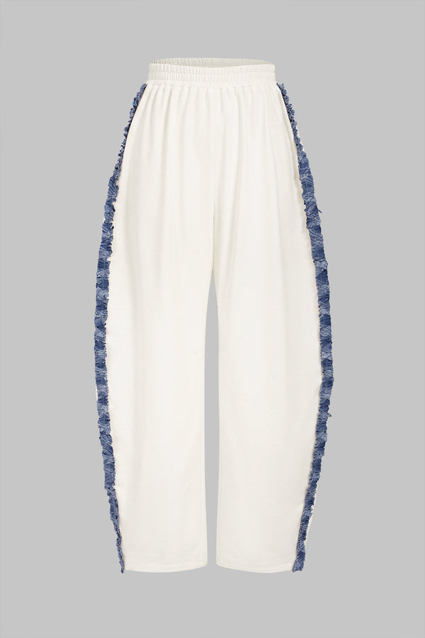 Patchwork denim broek