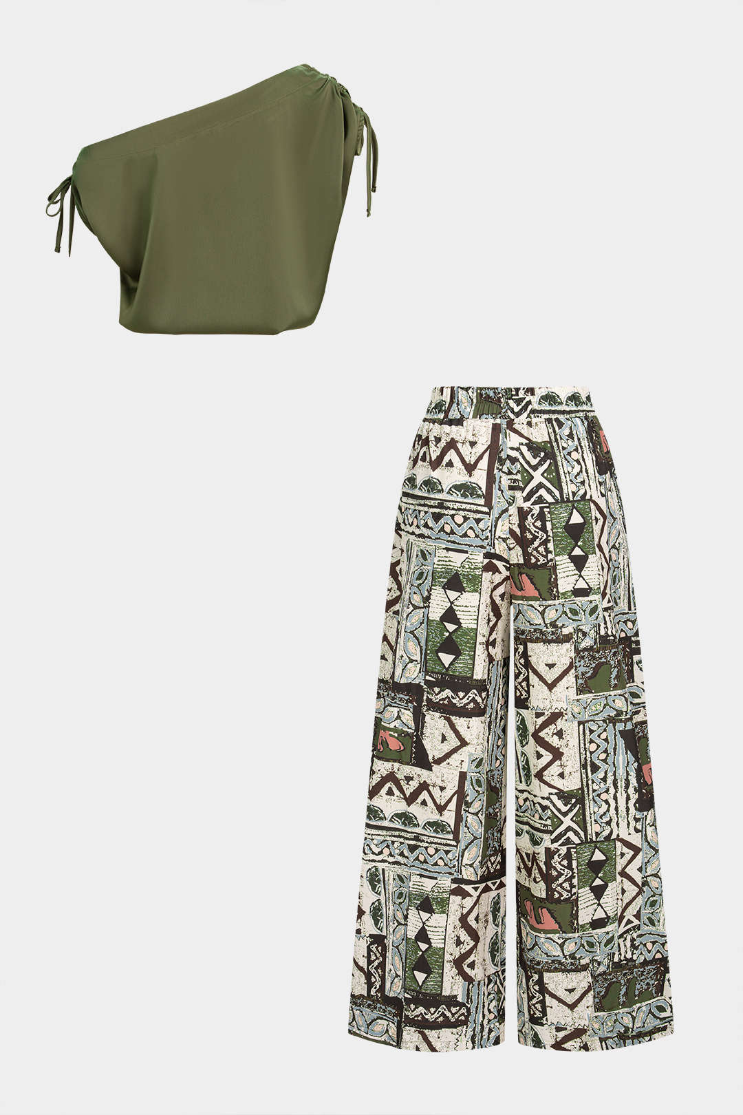 Iris - Satijnen set met top en broek