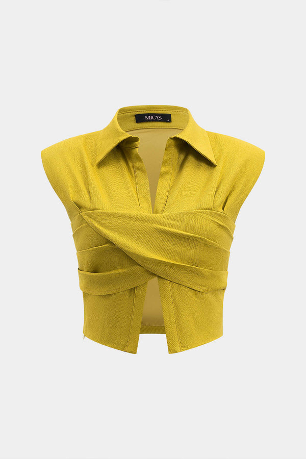 Linnen tanktop met ruches