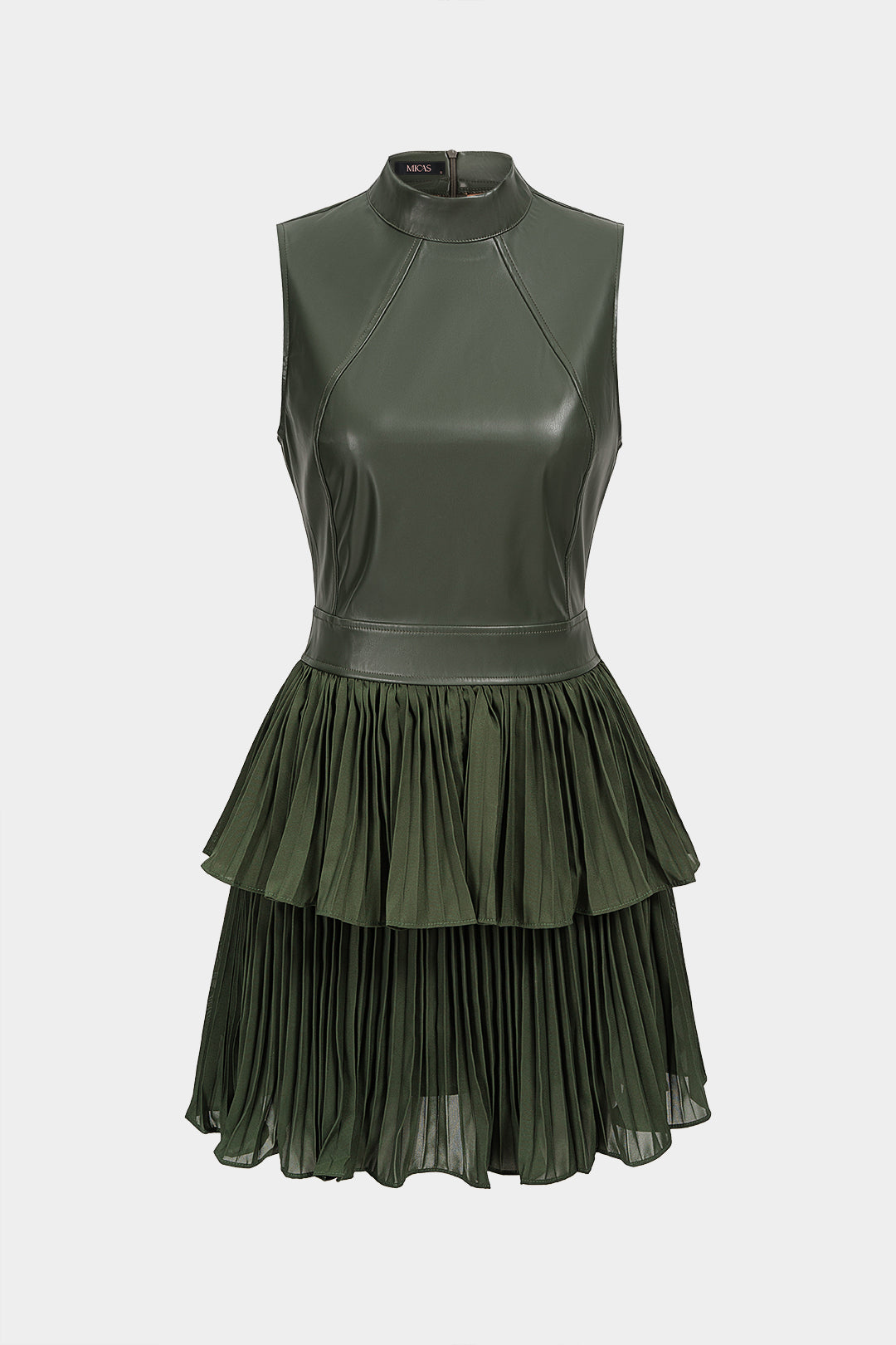 Patchwork leren-look minijurk