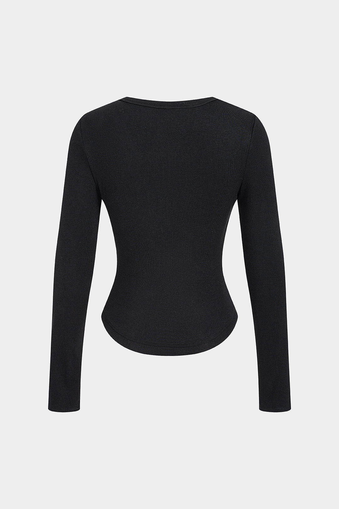 T-shirt met ronde hals, uitsnijding en lange mouwen