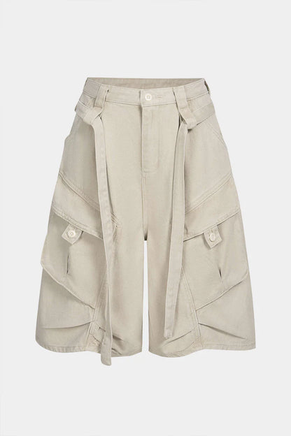 Denim shorts met riem en zakken