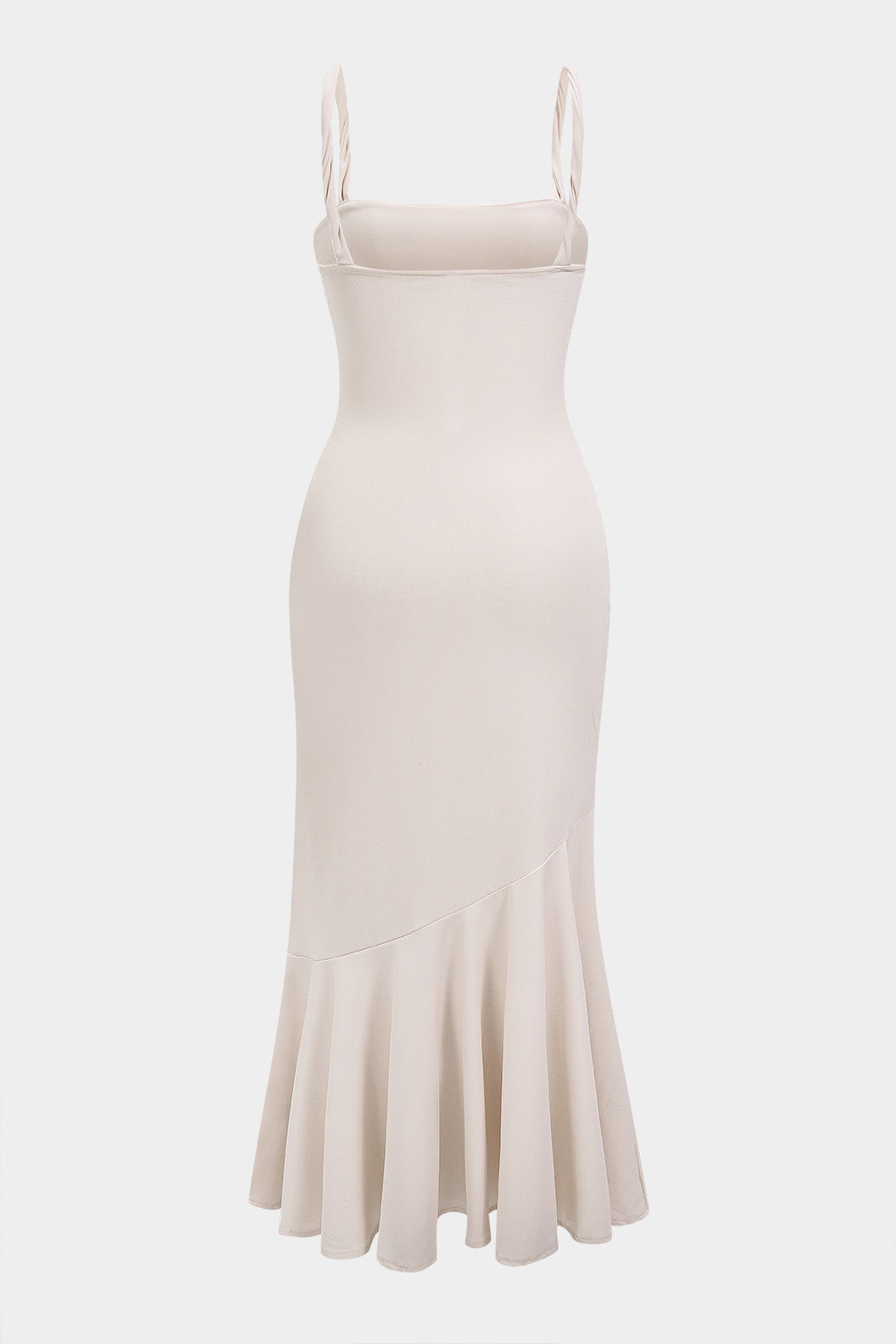 Asymmetrische mouwloze maxijurk met gedraaid detail