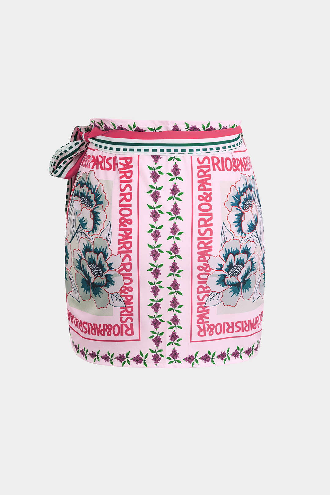 Bloemenprint minirok met knoopdetail en wikkelmodel