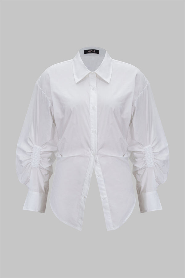 Blouse met ruches, knoopjes en lange mouwen