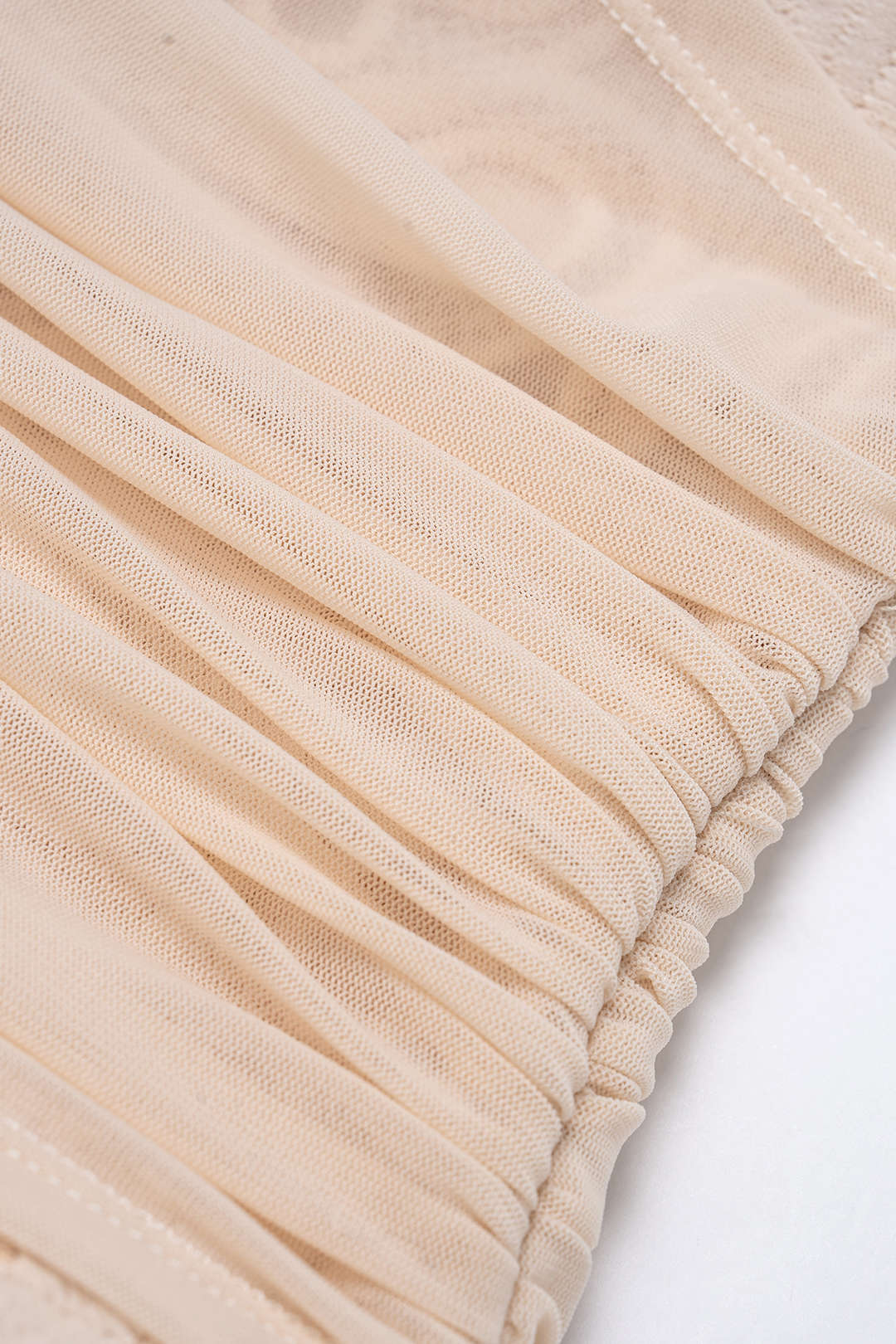 Mesh patchwork strapless top met kant en rits