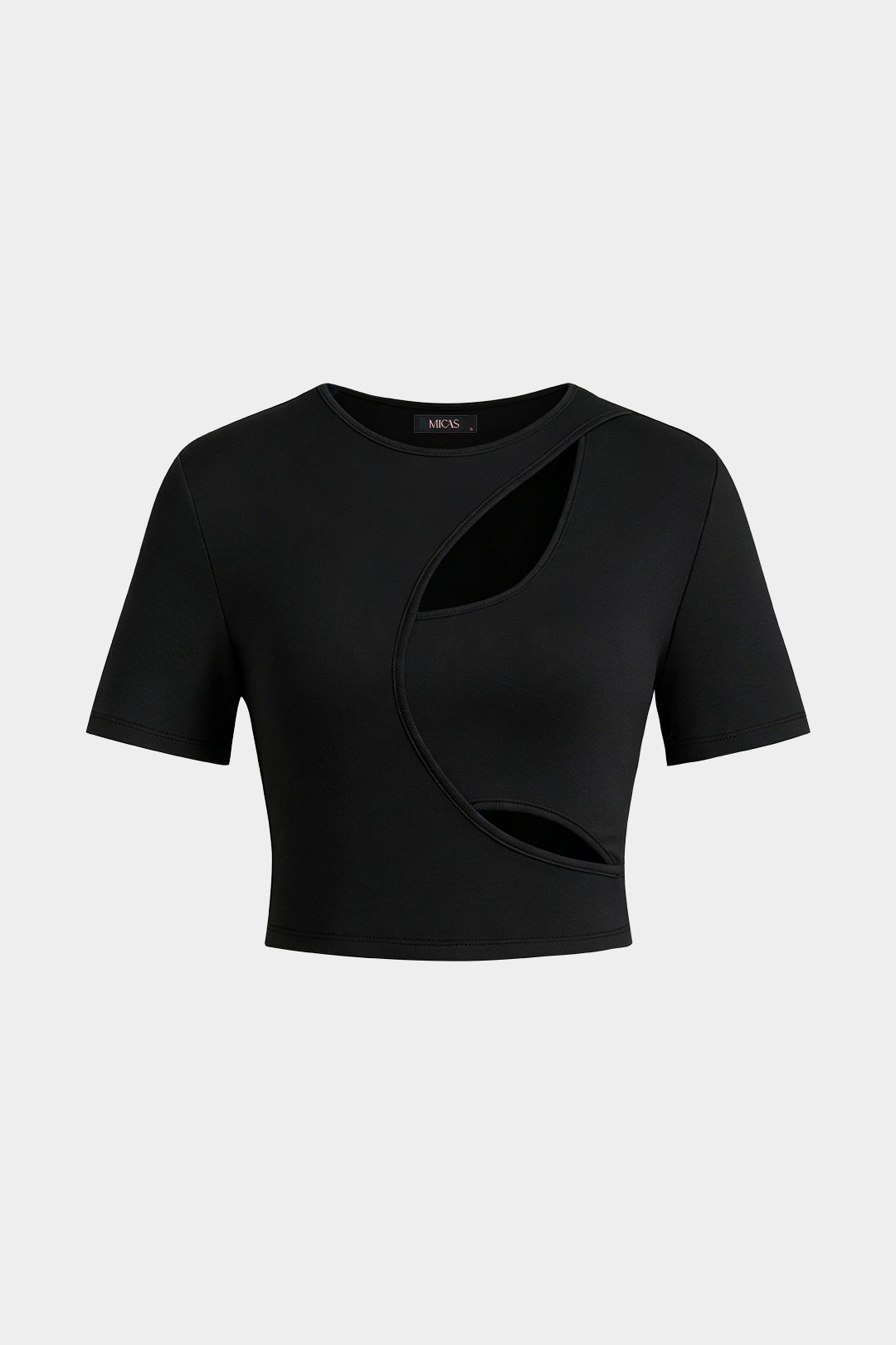 Asymmetrisch T-shirt met ronde hals en uitsnijding