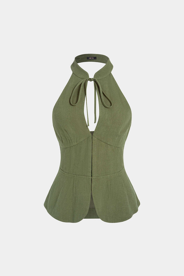 Tanktop met uitsnijding, strik en open rug